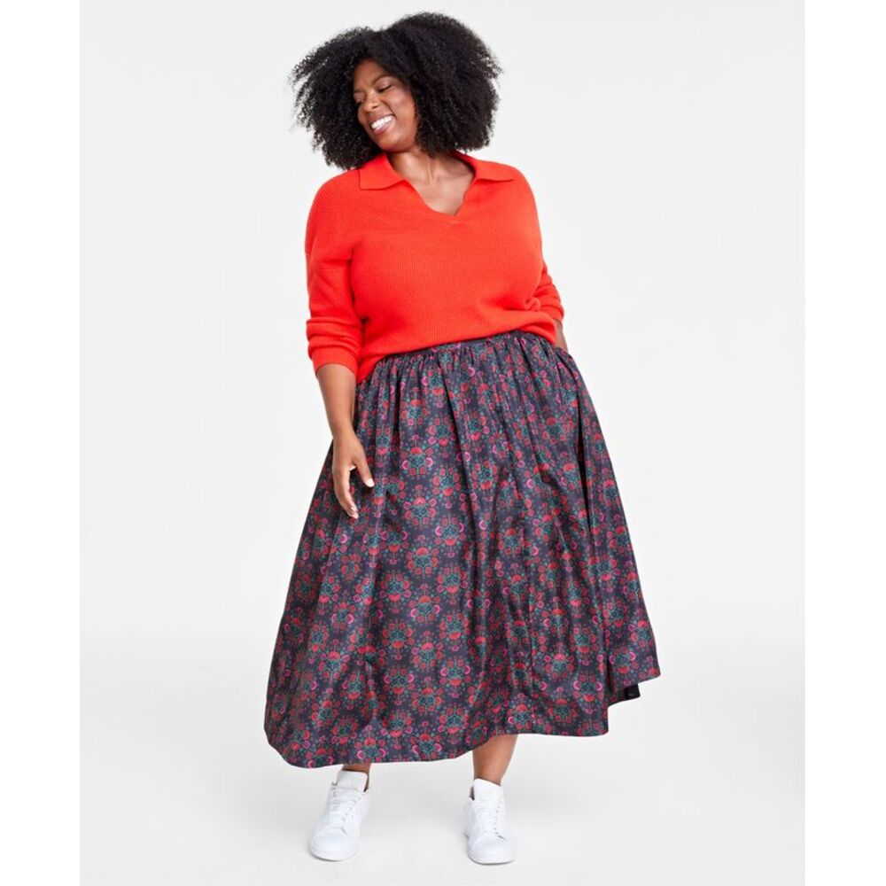 On 34th Plus Size Taffeta Midi Skirt